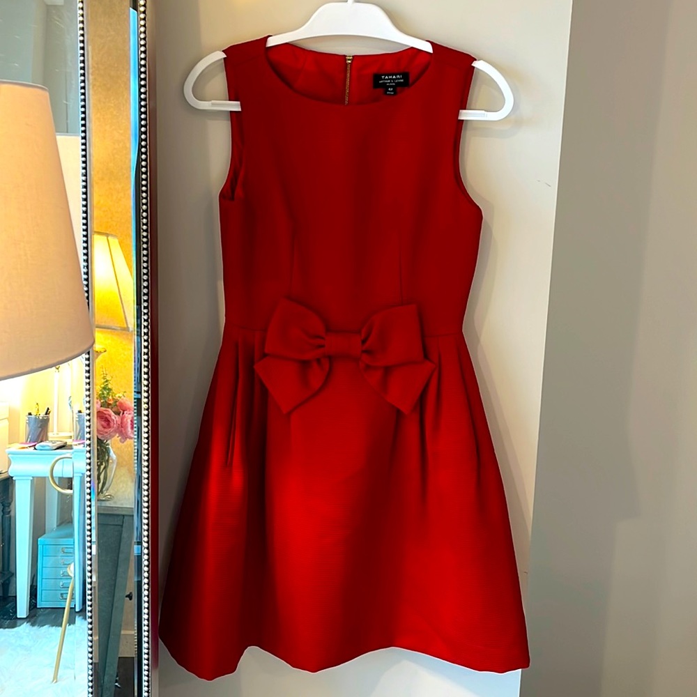 Tahari 4P Red Bow Dress